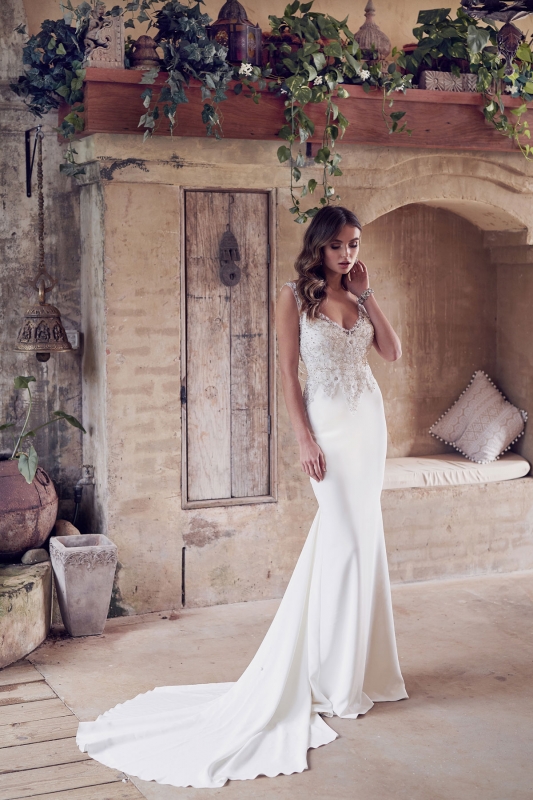  Produto: Paige Crep, Categoria: Vestidos de Noiva, Ano: 2019, Marca Anna Campbell